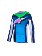 Alpinestars Maglia Supertech Maven Ragazzo AND Ragazzo Supertech Maven Gear Set, maglia motocross blu e bianca con logo rosa
