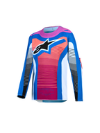 Alpinestars maglia Supertech Maven Ragazzo 2027, maglia da motocross blu e arancione corallo, mesh con logo Astars.