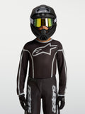 Alpinestars Maglia Fluid Apex V2 Ragazzo, maglia da motocross nero e argento, vestibilità ergonomica traspirante