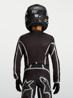 Alpinestars Maglia Fluid Apex V2 Ragazzo, maglia motocross nera e argento, vista posteriore con fit ergonomico off-road