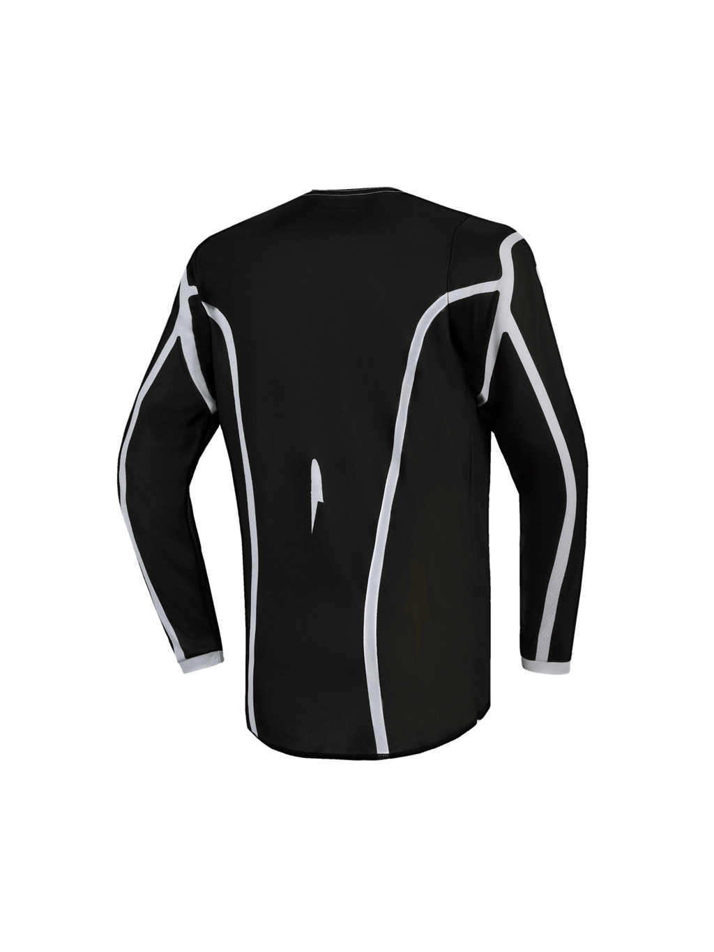 Alpinestars Maglia Fluid Apex V2 Ragazzo, maglia da motocross nera e argento, vista posteriore con design ergonomico.