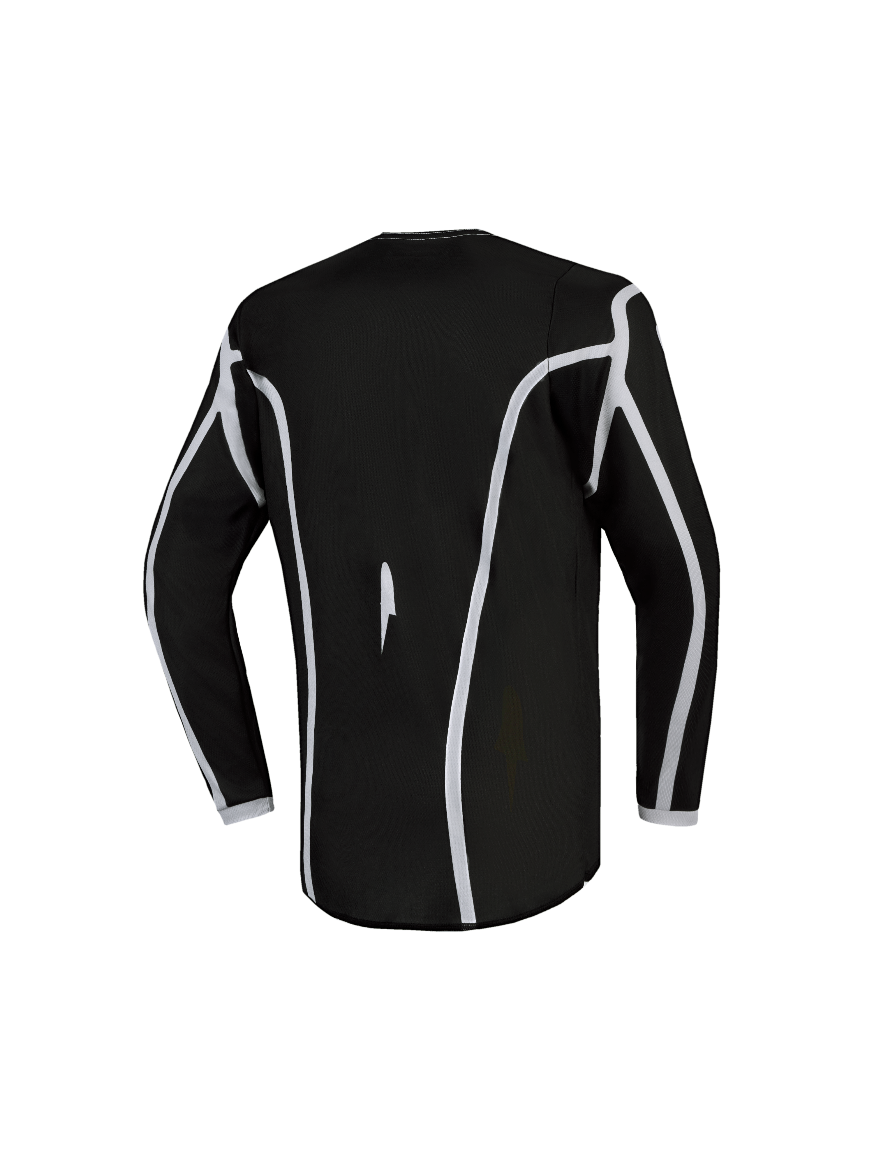 Alpinestars Maglia Fluid Apex V2 Ragazzo, maglia da motocross nera e argento, vista posteriore con design ergonomico.