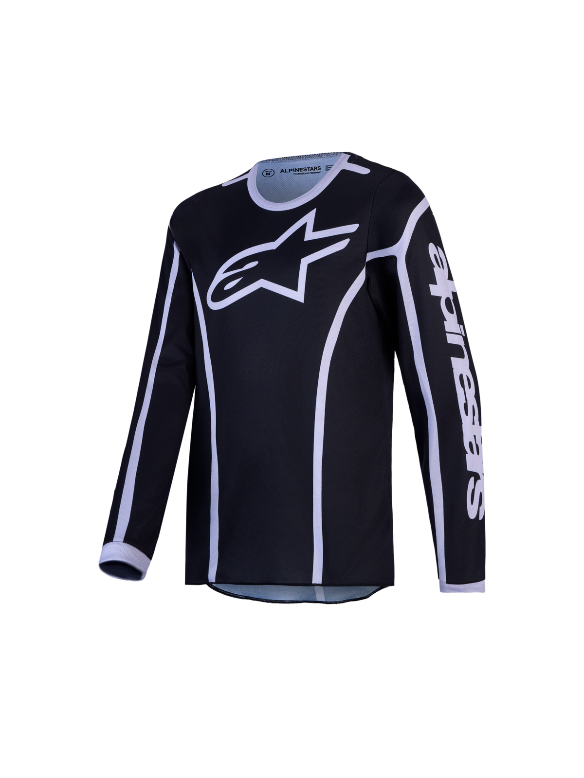 Alpinestars Youth Fluid Apex V2 Jersey AND Gear Set, black and silver motocross jersey with moisture-wicking fabric.