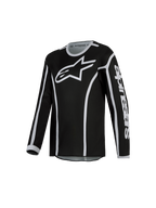 Alpinestars maglia Fluid Apex V2 ragazzo, maglia da motocross nera e argento, in politessuto traspirante per off-road e MX.
