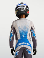 Alpinestars Maglia Fluid Drag Ragazzo, maglia motocross per ragazzo, grigio e blu, in tessuto tecnico traspirante, vista posteriore