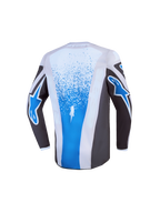 Alpinestars Maglia Fluid Drag Ragazzo 2027, maglia da motocross grigia e blu, schiena allungata per comfort in gara.