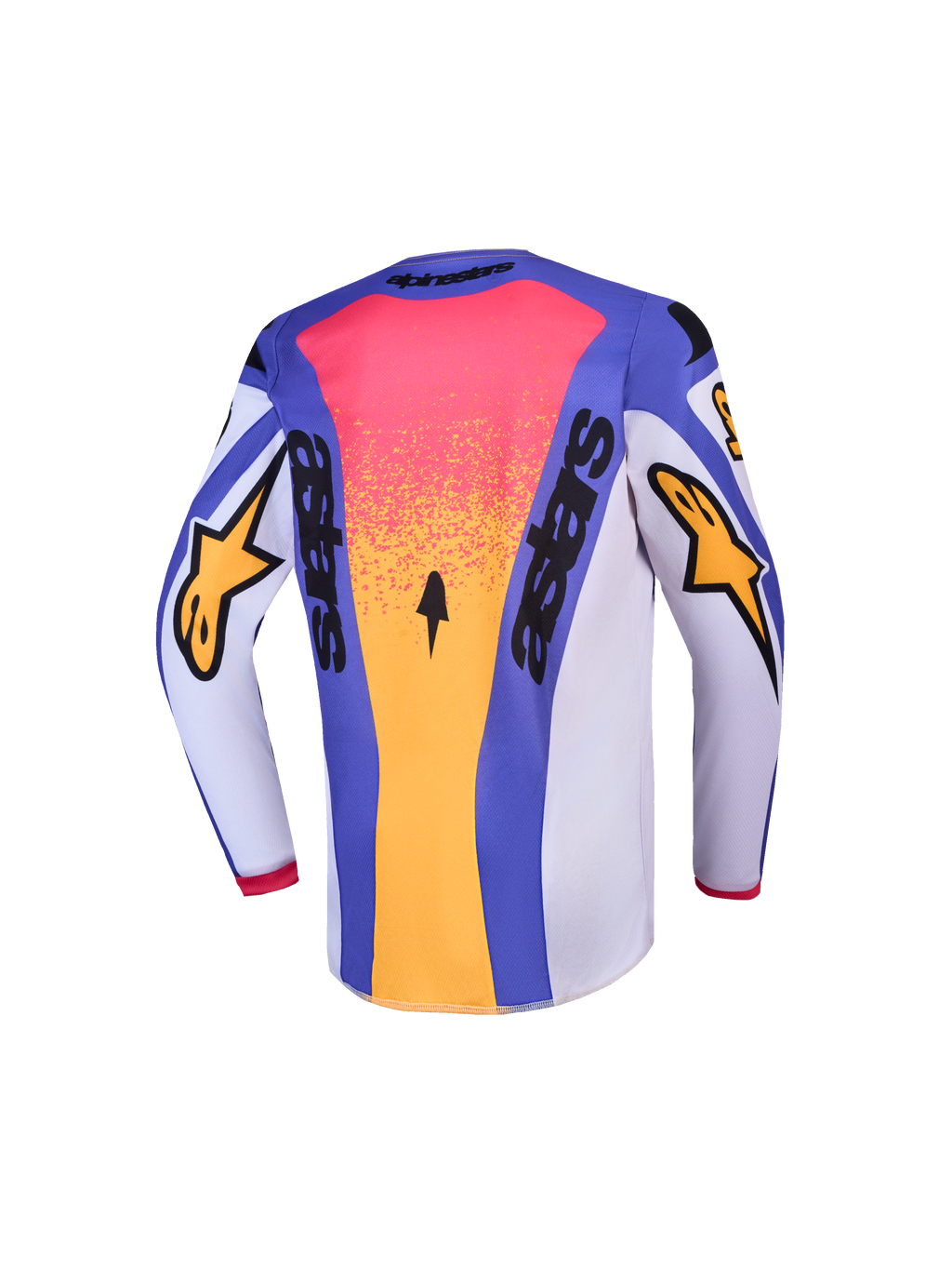 Alpinestars Maglia Fluid Drag Ragazzo AND Ragazzo Fluid Drag Gear Set, maglia da motocross, vista posteriore, blu e oro.