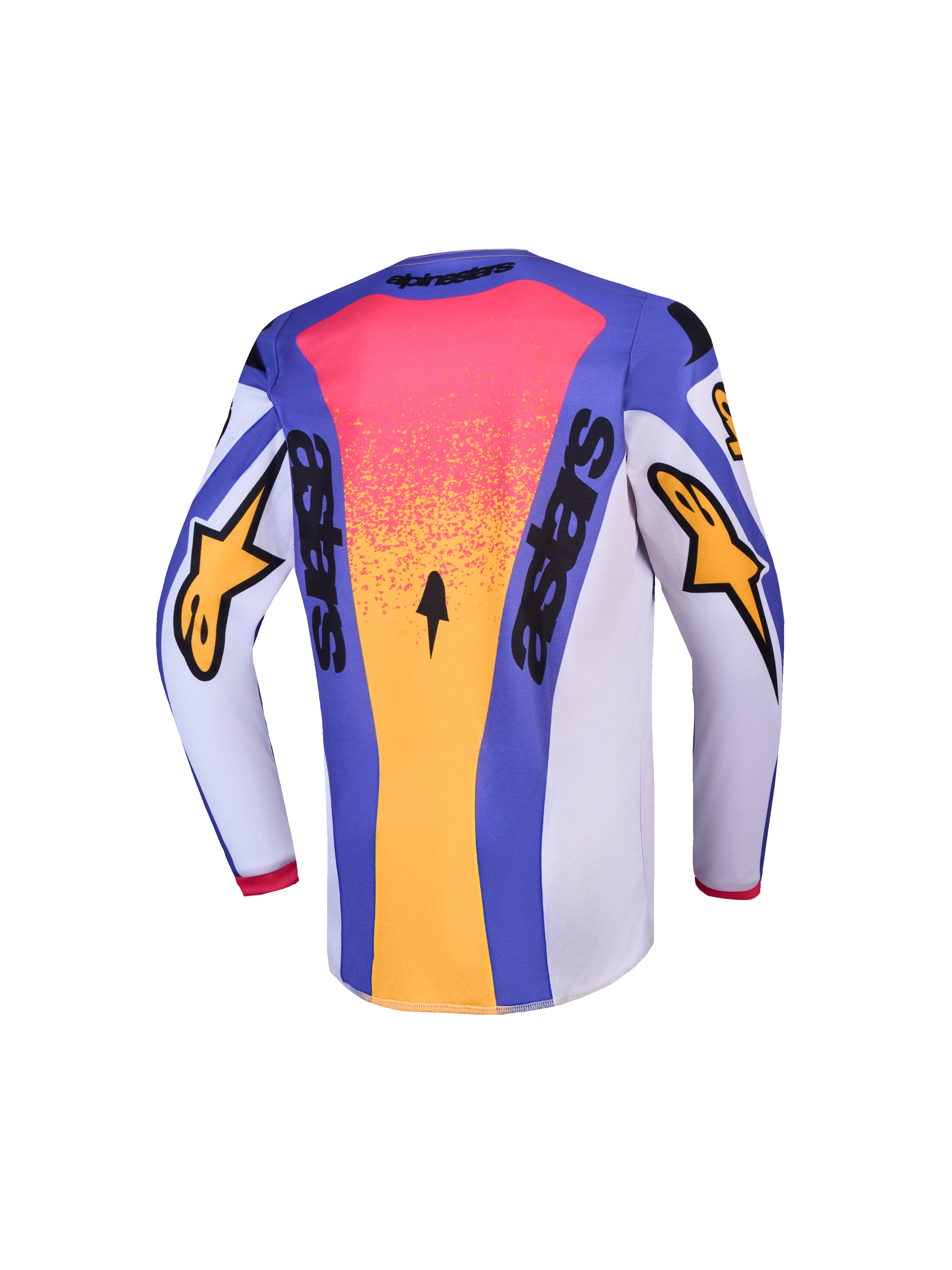 Alpinestars Maglia Fluid Drag Ragazzo AND Ragazzo Fluid Drag Gear Set, maglia da motocross, vista posteriore, blu e oro.