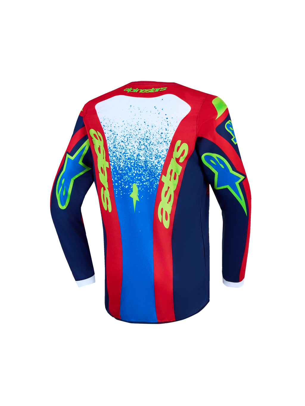 Alpinestars Maglia Fluid Drag Ragazzo 2027, maglia motocross per ragazzi, blu e rossa, vista posteriore traspirante