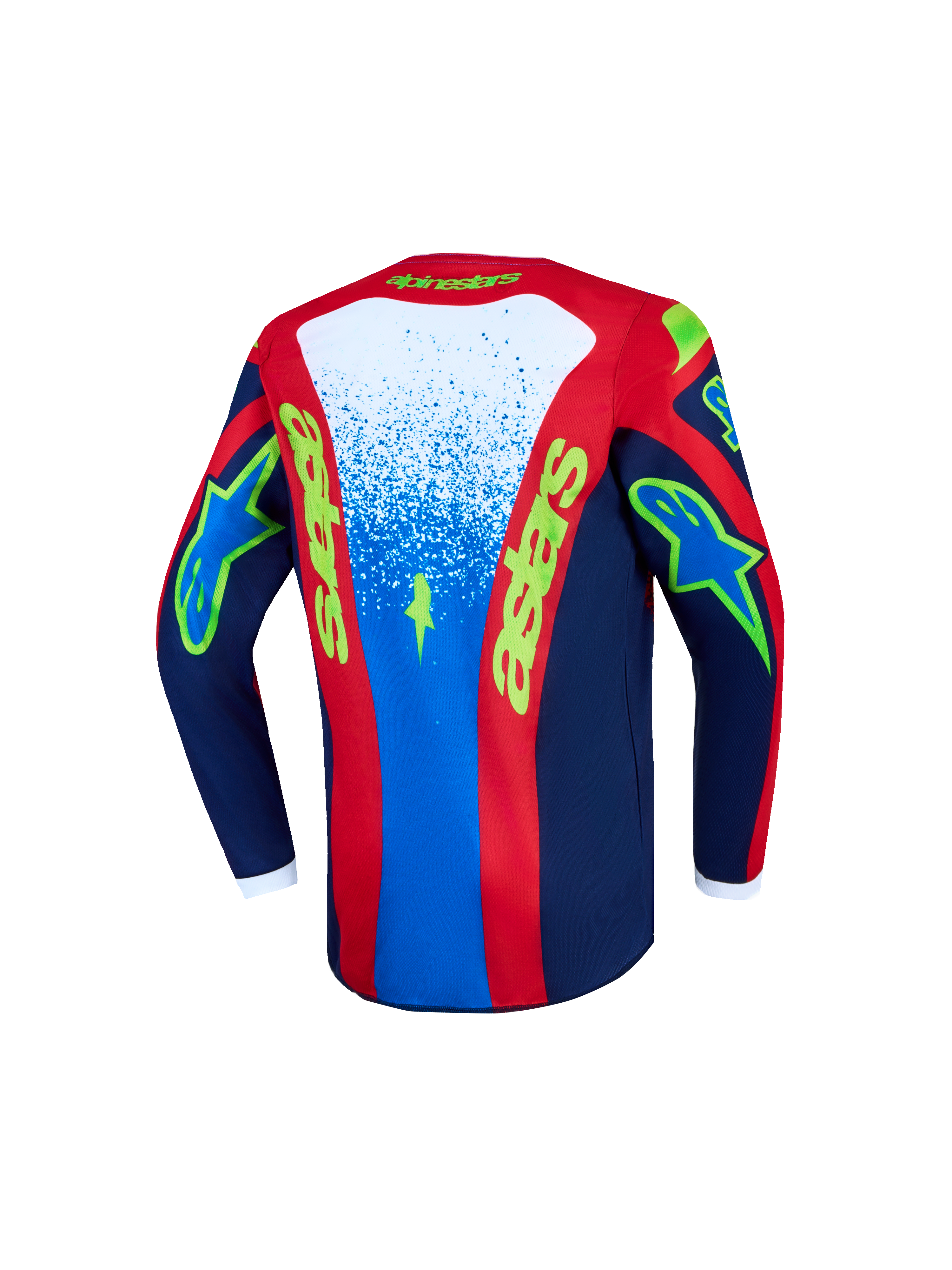 Alpinestars Maglia Fluid Drag Ragazzo 2027, maglia motocross per ragazzi, blu e rossa, vista posteriore traspirante