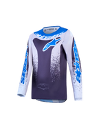 Alpinestars Maglia Fluid Drag Ragazzo, maglia da motocross per ragazzi, grigio e blu, tessuto traspirante per performance fuoristrada, design ergonomico atletico.