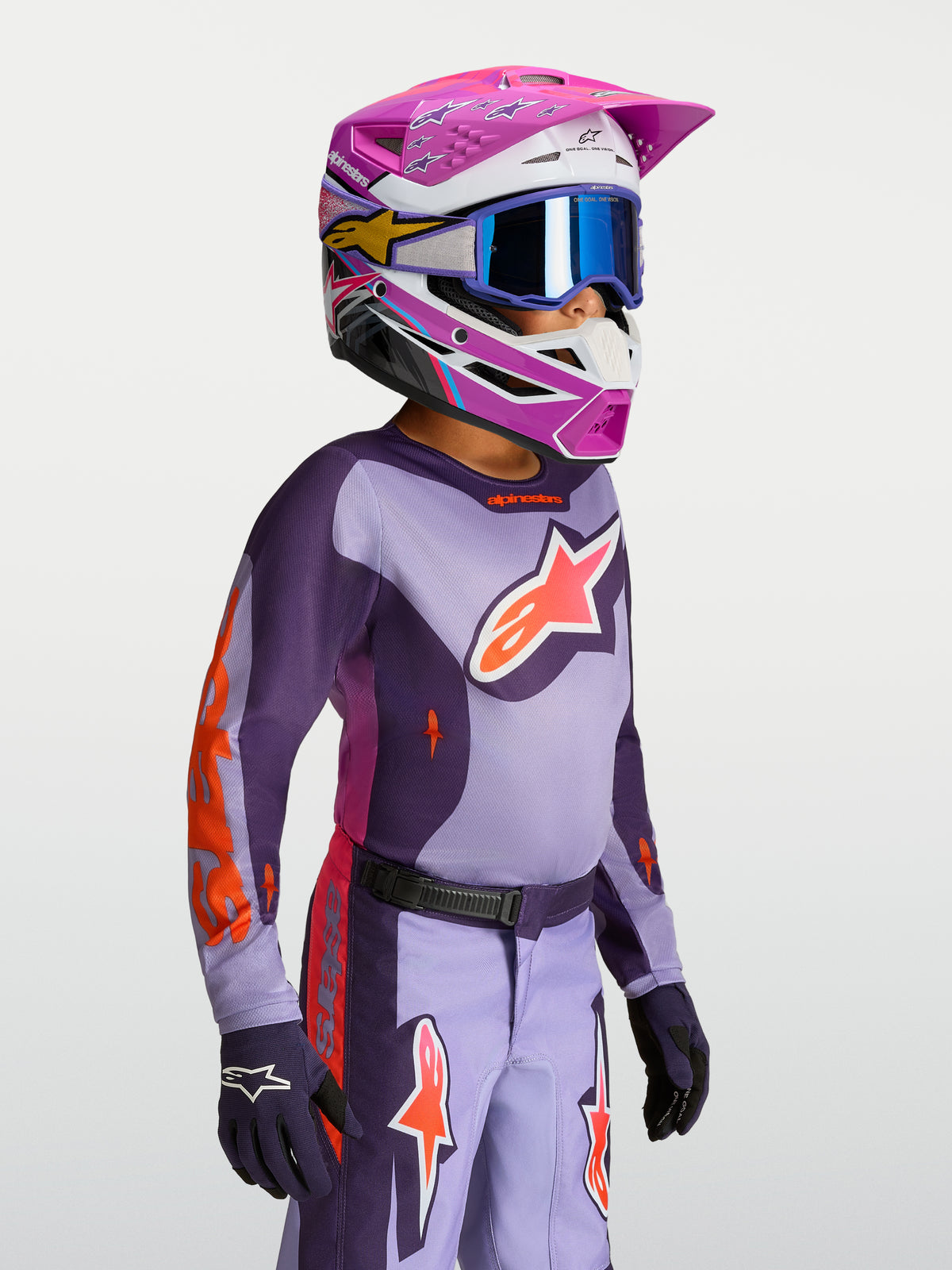 Alpinestars Maglia Fluid Hunt Ragazzo 2027, maglia da motocross per ragazzi, viola e violetta, tessuto leggero e traspirante.