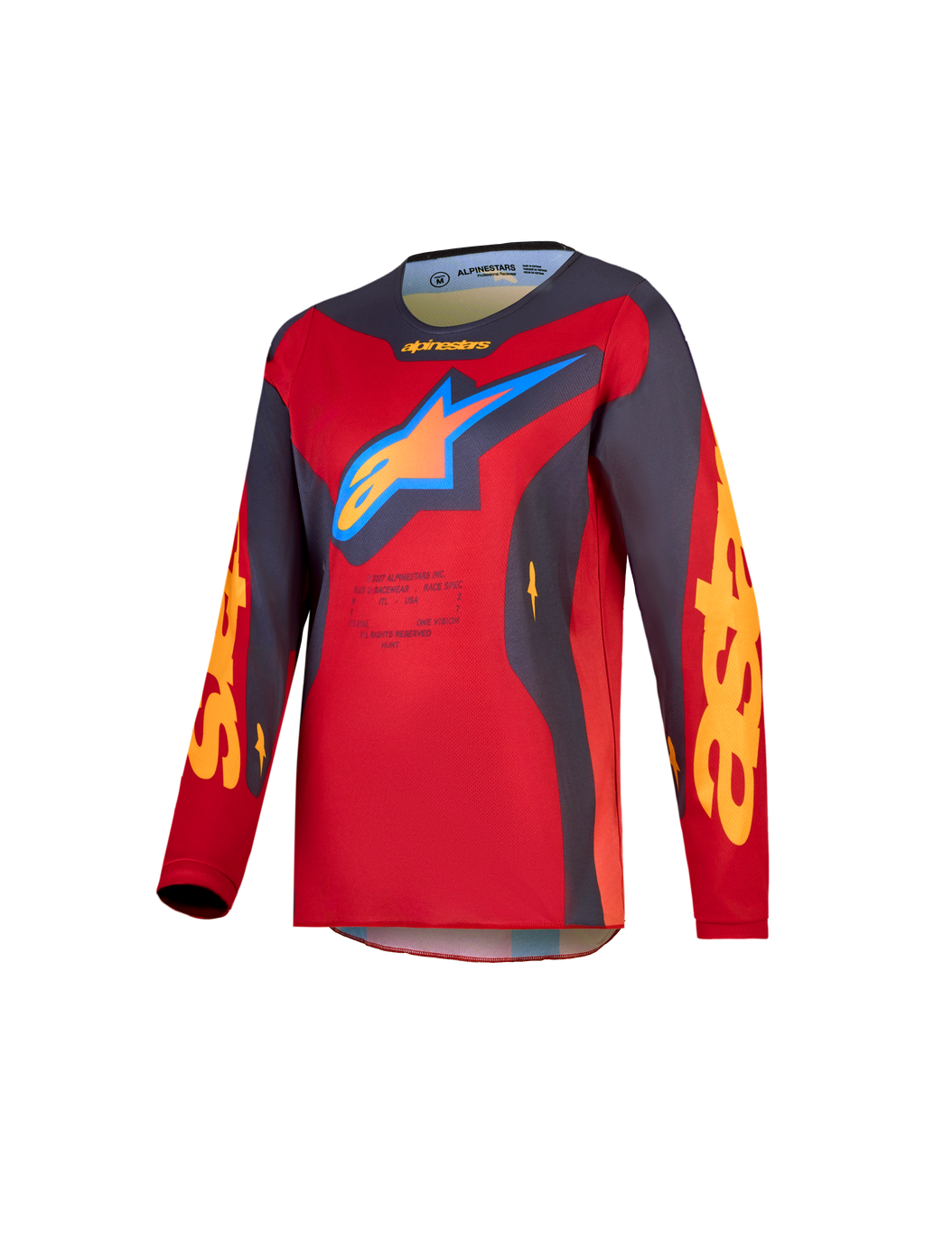 Alpinestars Maglia Fluid Hunt Ragazzo 2027, maglia da motocross per ragazzi, rosso e grigio, in tessuto tecnico leggero e traspirante, ideale per la guida off-road