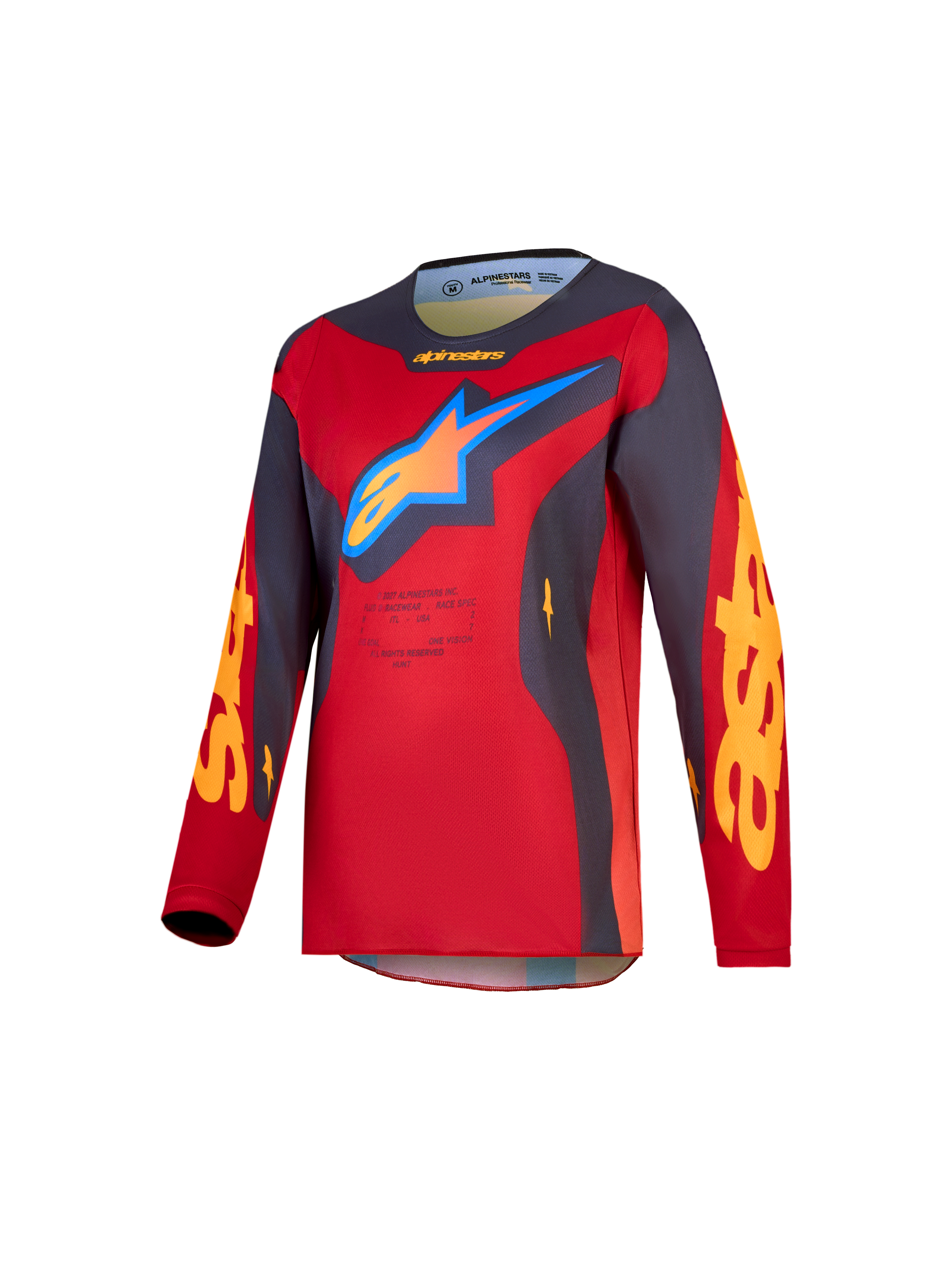 Alpinestars Maglia Fluid Hunt Ragazzo 2027, maglia da motocross per ragazzi, rosso e grigio, in tessuto tecnico leggero e traspirante, ideale per la guida off-road