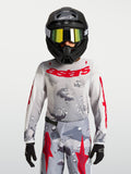 Alpinestars Maglia Fluid Lone Ragazzo 2027, maglia motocross grigio mimetico e rosso fuoco, in politessuto per ragazzi.