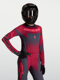 Alpinestars maglia Stella Techstar Swan, maglia motocross da donna, rosso cremisi e grigio scuro, ventilazione laser-cut