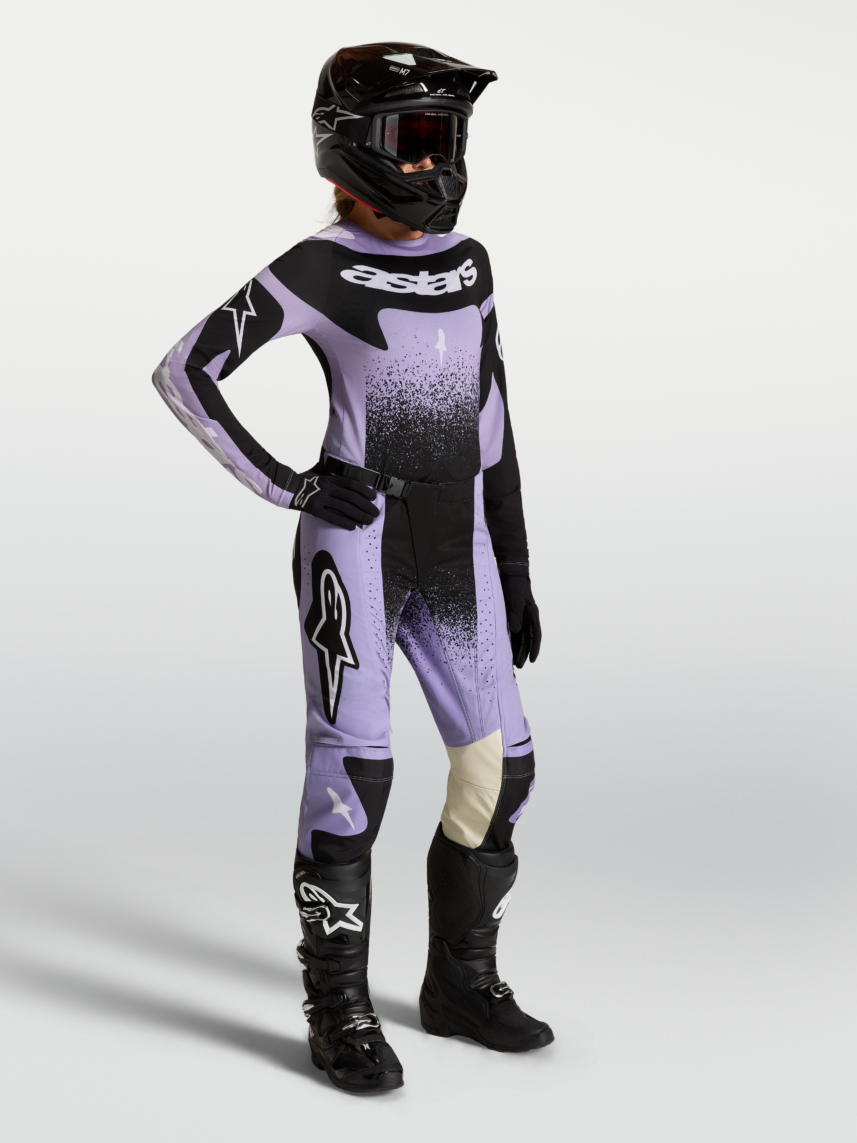 Alpinestars Pantaloni Stella Techstar Swan, pantaloni da motocross per donna, viola e neri, costruzione in tessuto tecnico resistente, ideali per gare off-road