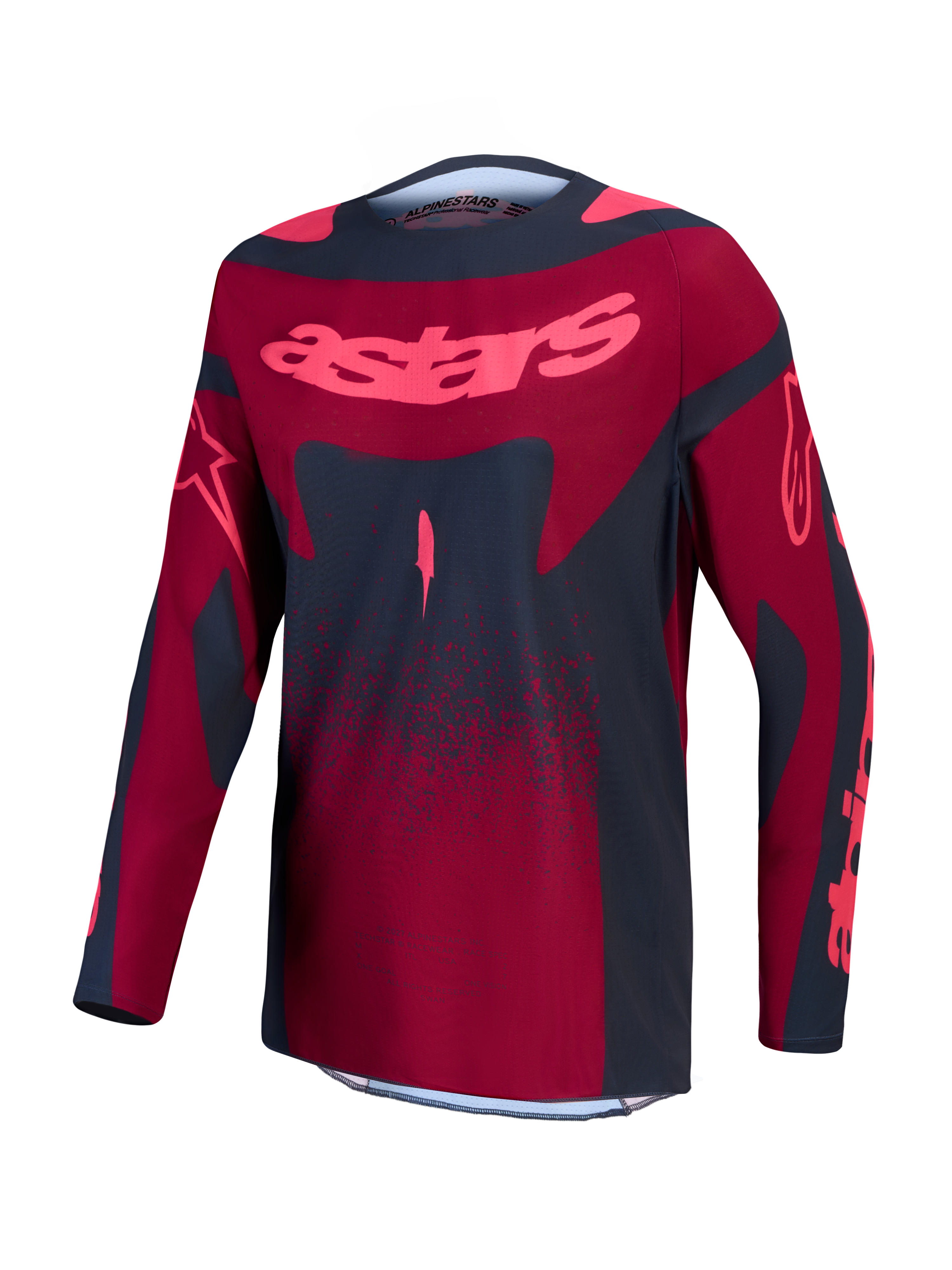Alpinestars maglia Stella Techstar Swan, maglia motocross donna, rosso e grigio scuro, tessuto elasticizzato traspirante.