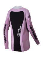 Alpinestars 2025 Stella Techstar Melt Jersey, maglia da motocross, Blush Black, vista posteriore con ampio pannello nero e logo stella bianco, maniche lunghe con scritta Alpinestars nera, abbigliamento tecnico off-road da donna
