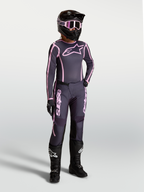 Alpinestars Pantaloni e Maglia Stella Fluid Apex V2, abbigliamento MX da donna, grigio e rosa, ideale per il fuoristrada.