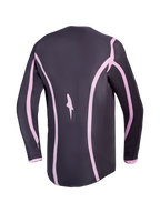 Alpinestars maglia Stella Fluid Apex V2, maglia da motocross da donna, grigio e rosa, vista posteriore con taglio allungato.