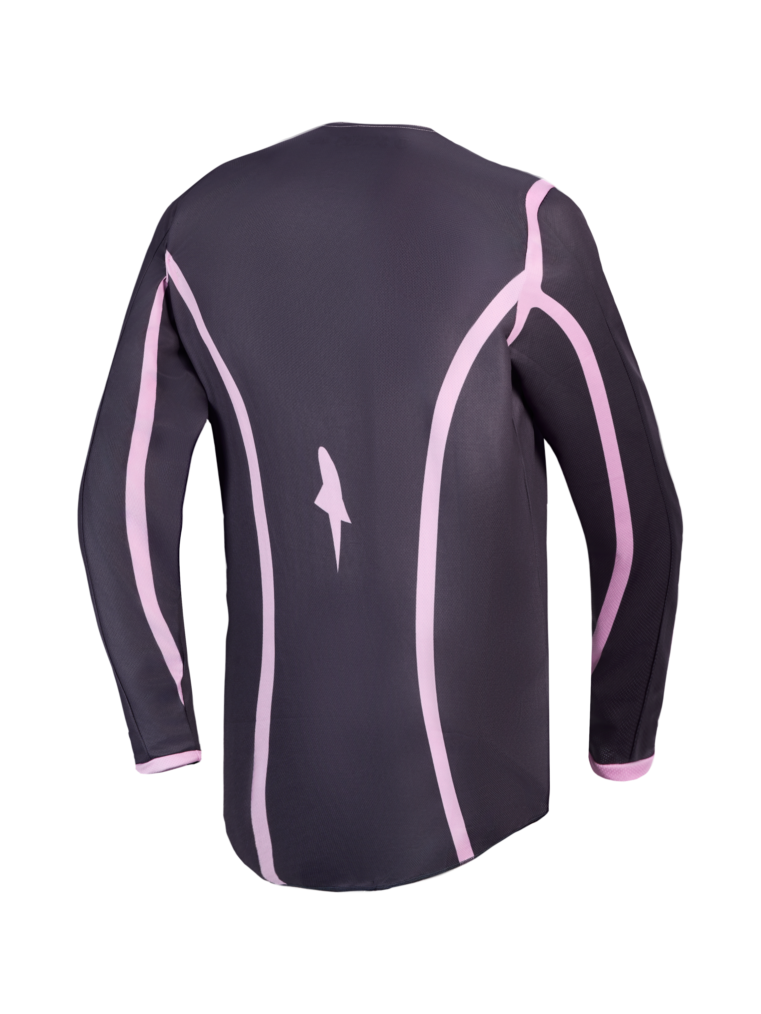 Alpinestars maglia Stella Fluid Apex V2, maglia da motocross da donna, grigio e rosa, vista posteriore con taglio allungato.