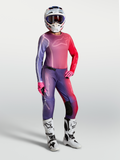 Alpinestars Stella Fluid Kepler Gear Set e Pantaloni, completo da motocross per donna, viola e rosso sfumato, design ergonomico per guida off-road.