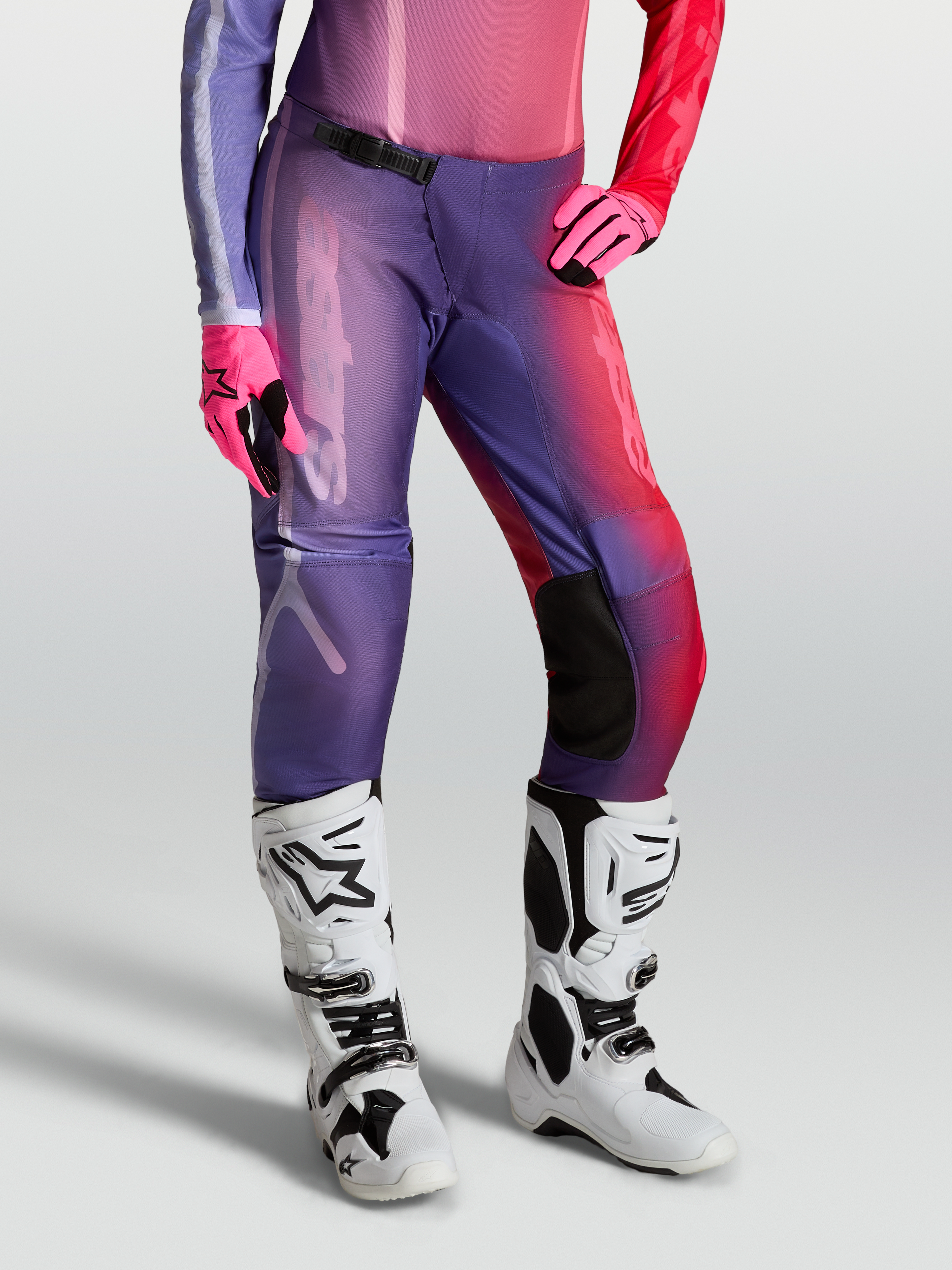 Alpinestars Pantaloni Stella Fluid Kepler, pantaloni motocross da donna, viola e rosa, costruzione resistente 600D per off-road