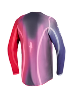 Maglia Alpinestars Stella Fluid Kepler, maglia motocross da donna viola e rossa, vista posteriore con orlo allungato.