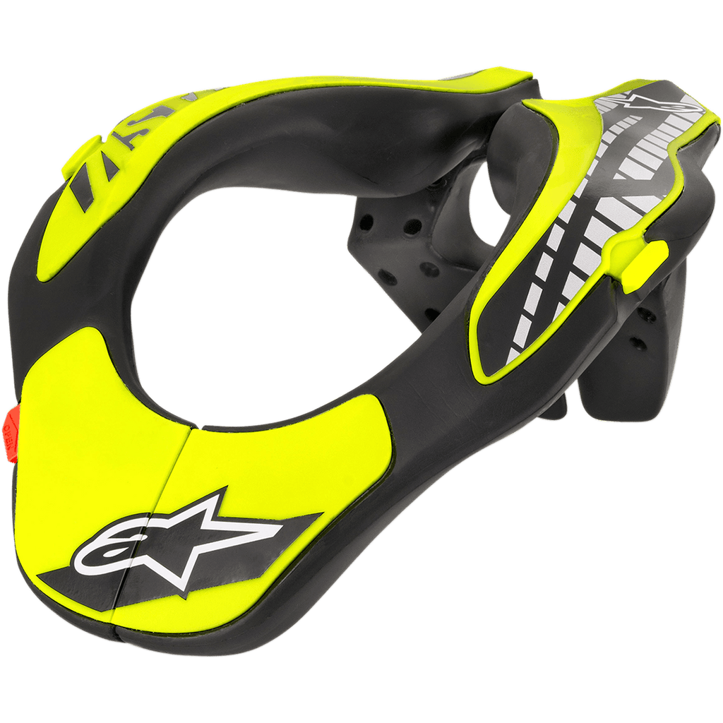 Alpinestars Youth Neck Support, collare protettivo da motocross, nero e giallo fluo, telaio dal profilo ergonomico con logo a stella Alpinestars, protezione leggera per motocross e off-road per ragazzi