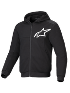 Alpinestars Felpa Chrome V2 Sport, giacca moto urban uomo, nero e bianco, pile tecnico con rinforzi aramidici, certificata CE