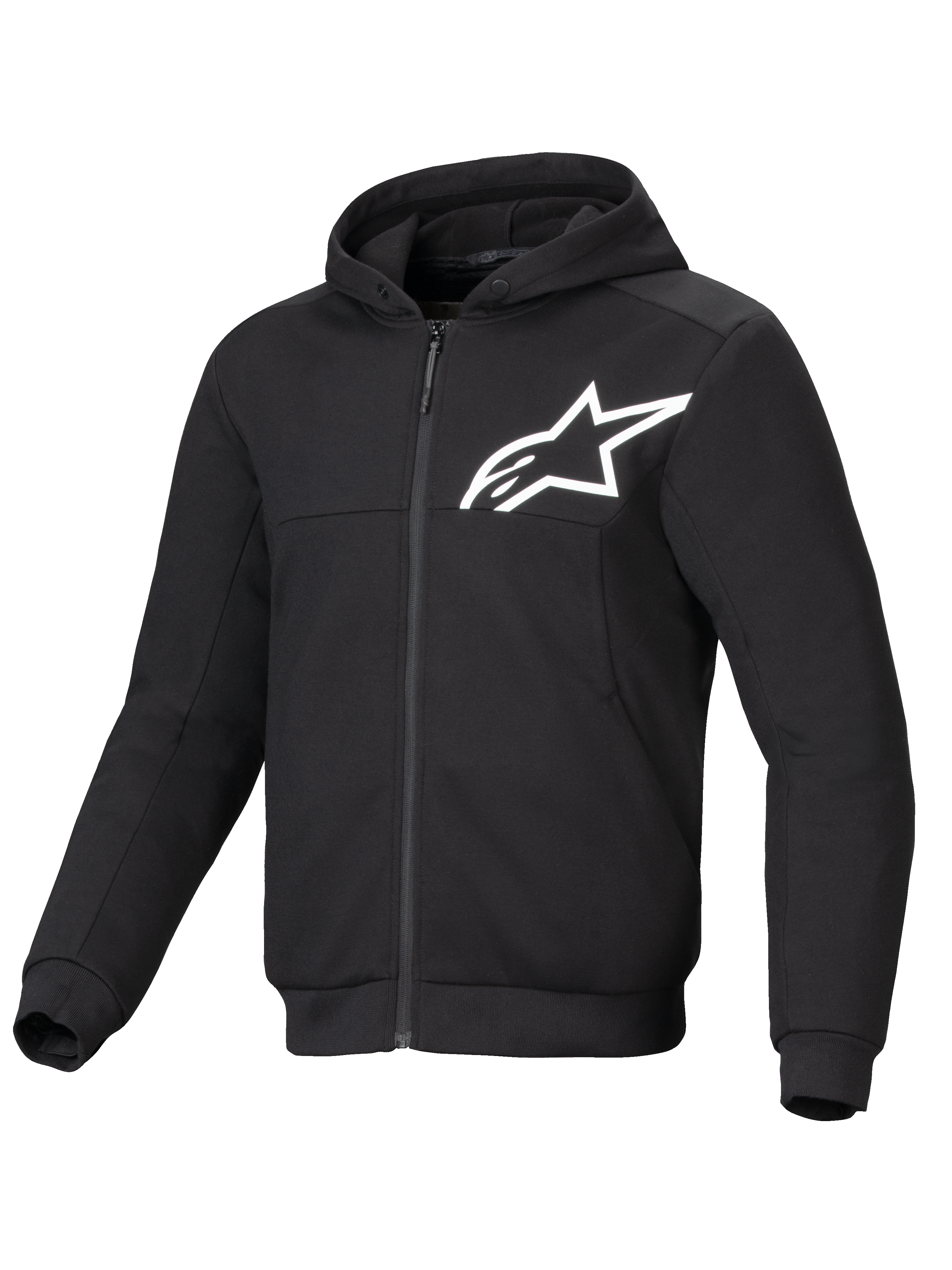 Alpinestars Felpa Chrome V2 Sport, giacca moto urban uomo, nero e bianco, pile tecnico con rinforzi aramidici, certificata CE