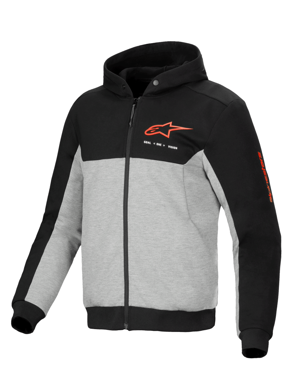 Alpinestars Felpa Chrome V2 Sport, giacca da moto urban da uomo, nero e grigio, con protezioni certificate CE.