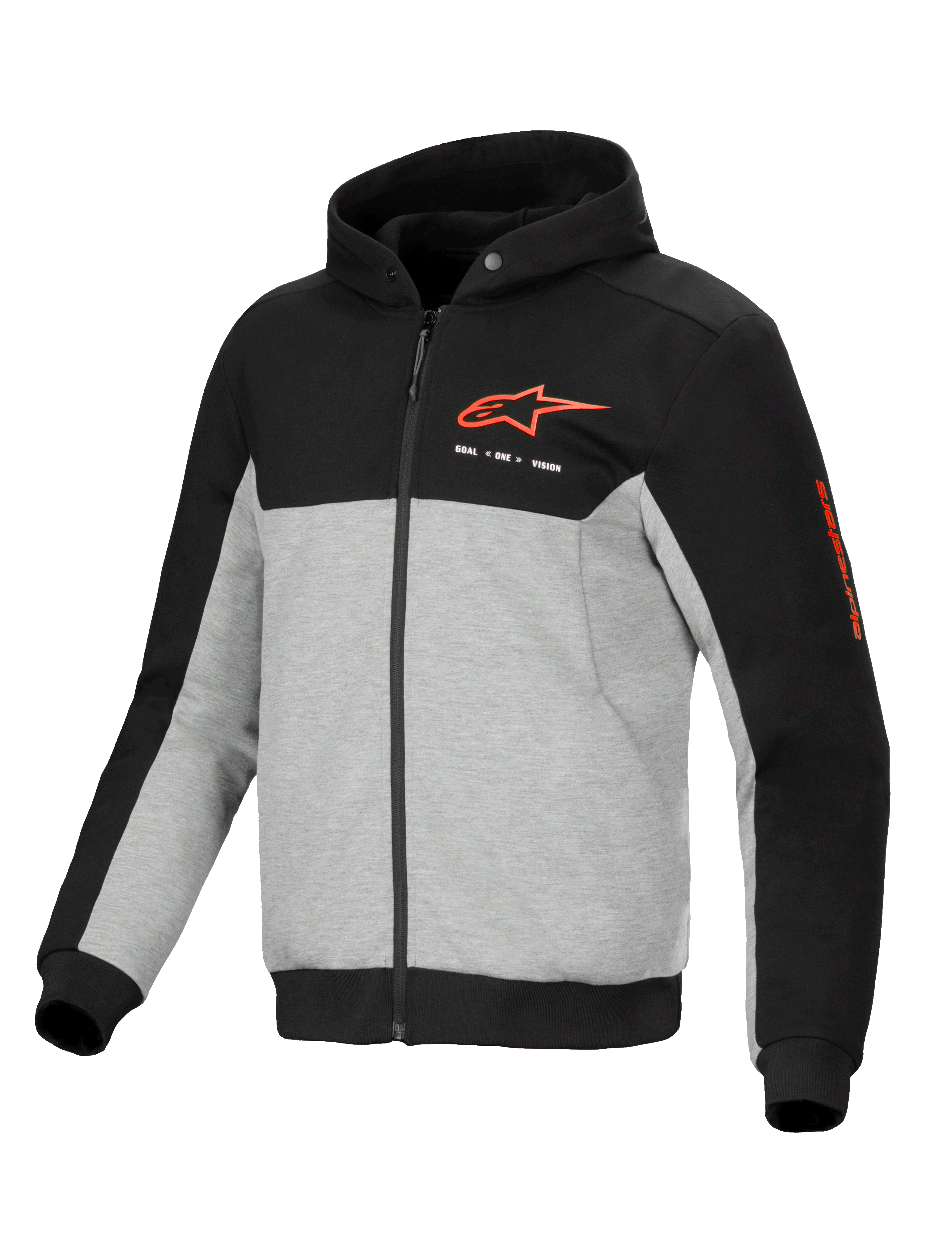 Alpinestars Felpa Chrome V2 Sport, giacca da moto urban da uomo, nero e grigio, con protezioni certificate CE.