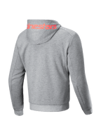 Alpinestars felpa con cappuccio Chrome V2 Sport, giacca da moto urban da uomo, grigio melange e rosso fluo, in pile tecnico protettivo con logo sul cappuccio, vista posteriore