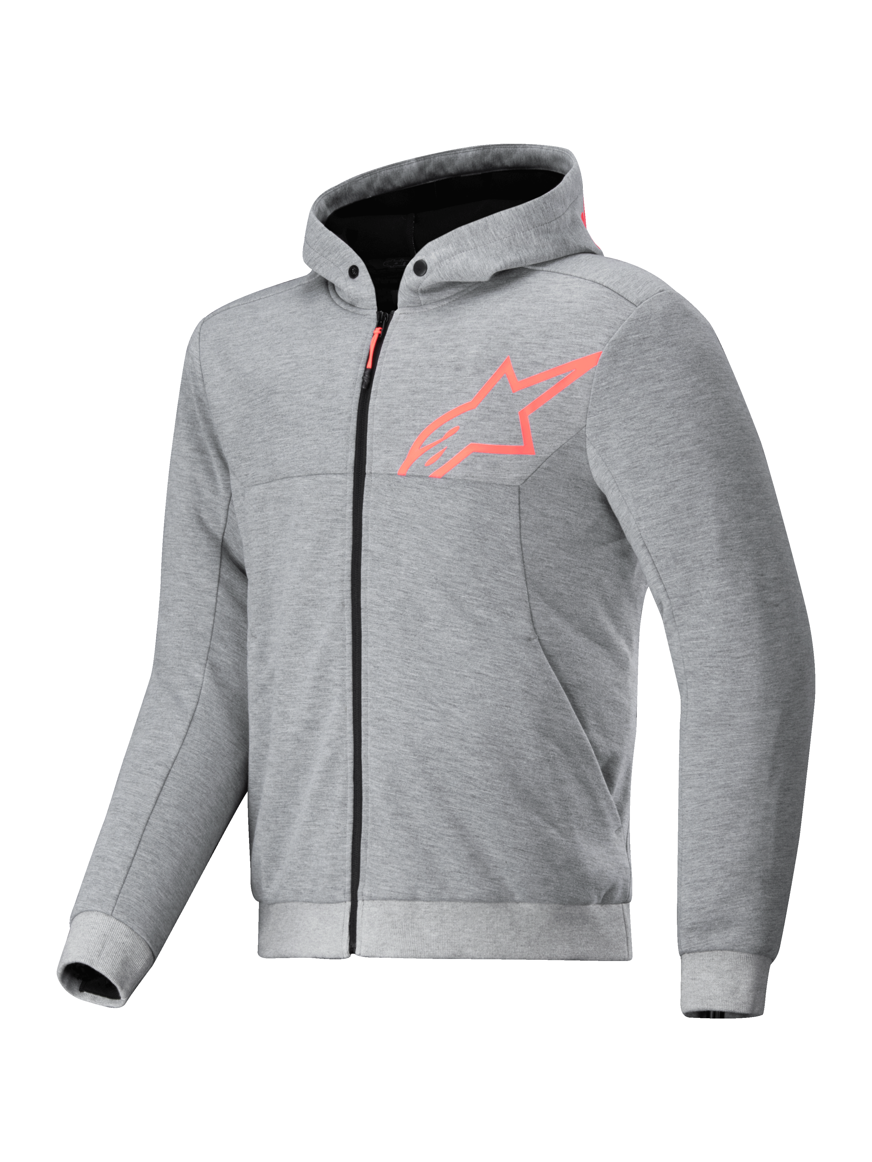 Alpinestars felpa con cappuccio Chrome V2 Sport, giacca da moto urban da uomo, grigio e rosso fluo, in pile tecnico, predisposta per Tech-Air.