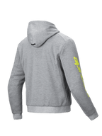 Alpinestars felpa con cappuccio Chrome V2 Sport da uomo, grigio e giallo fluo, vista posteriore, urban, certificata CE Classe A.