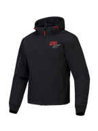 Alpinestars Felpa Con Cappuccio MM93 Radium Tech, giacca da moto urbana da uomo, nera con dettagli rossi, guscio tecnico antivento e protezioni certificate CE