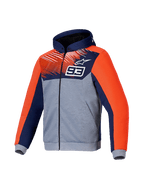 Alpinestars Felpa MM93 Chrome V2 Sport, felpa con cappuccio da moto da uomo, blu, grigio e rosso fluo, certificata CE con rinforzi aramidici e protezioni