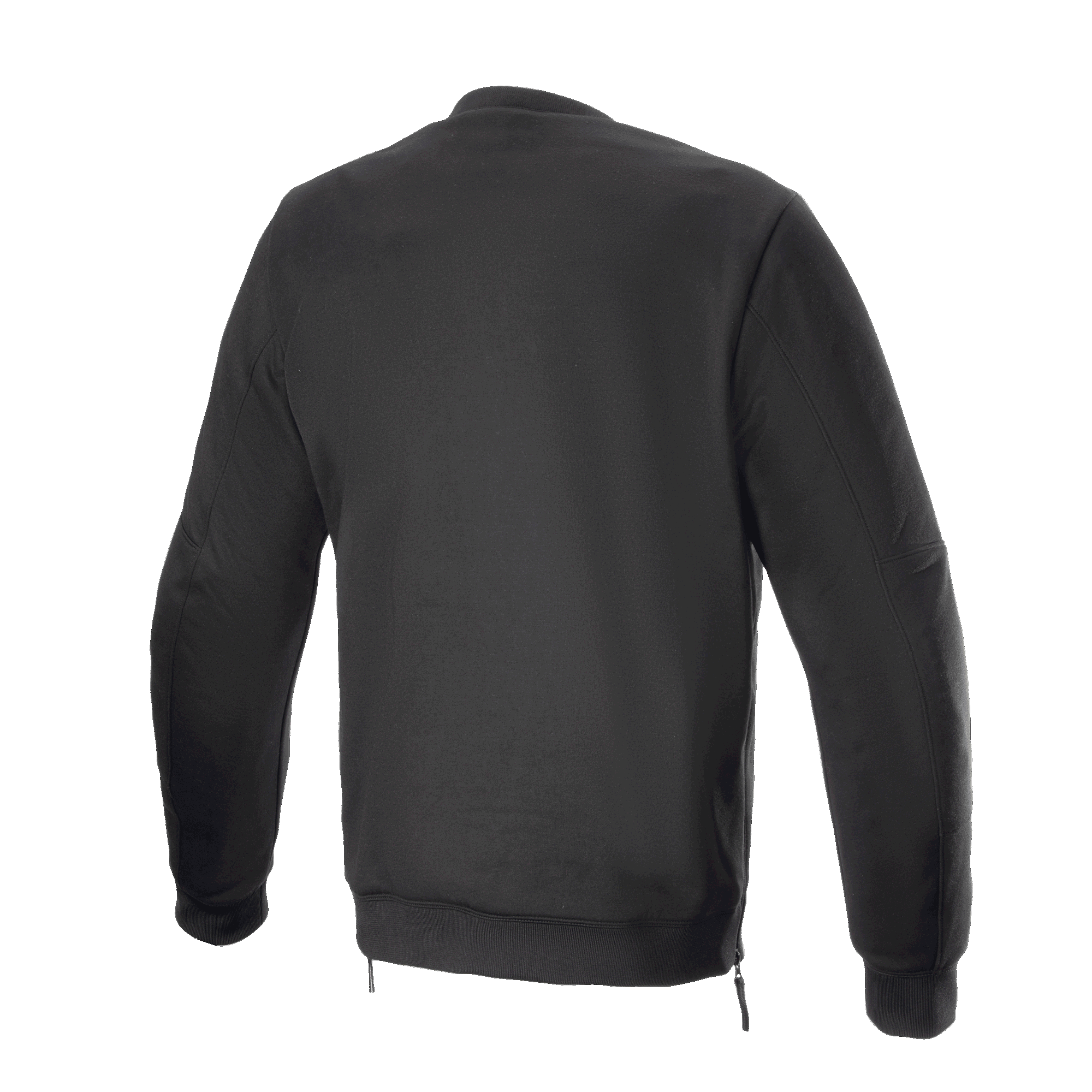 Alpinestars FQ20 Legit Crew Fleece, pile da moto, nero, vista posteriore, con fascia in vita a costine, cerniere laterali e un design urbano casual
