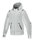 Alpinestars Moflow Air Tech Hoodie, giacca da moto da uomo in mesh, grigio chiaro con dettagli neri, costruzione interamente in mesh, tasche con cerniera, polsini con fori per il pollice, abbigliamento moto urban