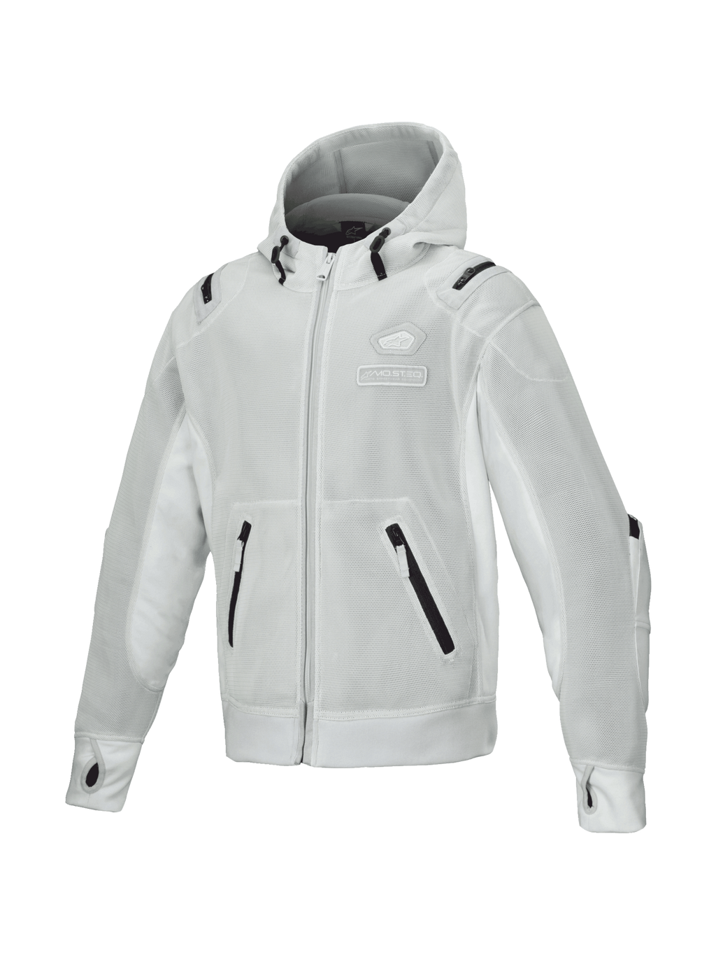 Alpinestars Felpa con cappuccio Moflow Air Tech, giacca da moto urban da uomo, grigia, in rete strutturale traspirante, design Tech-Air Ready con protezioni Nucleon Flex Plus