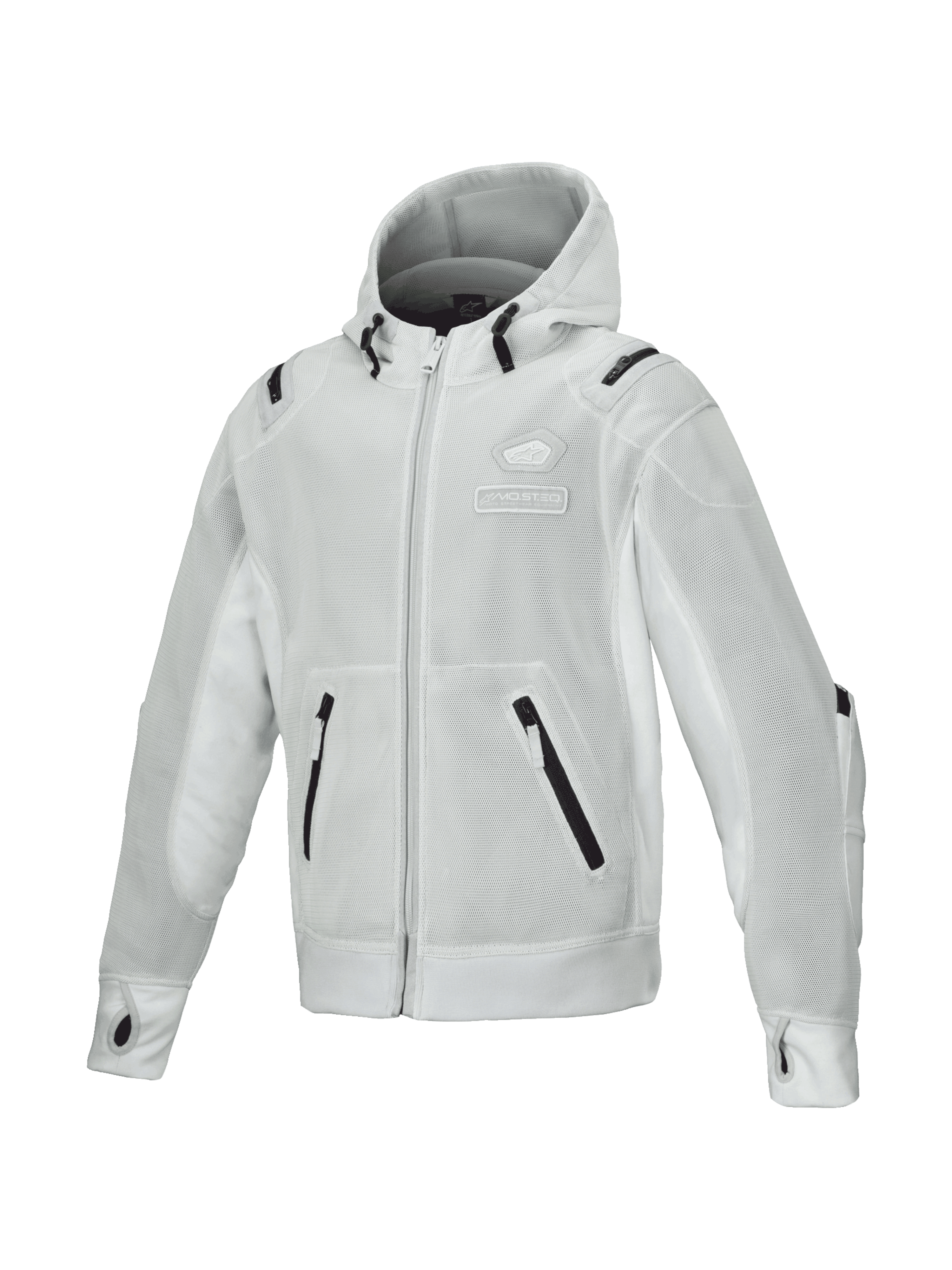 Alpinestars Felpa con cappuccio Moflow Air Tech, giacca da moto urban da uomo, grigia, in rete strutturale traspirante, design Tech-Air Ready con protezioni Nucleon Flex Plus