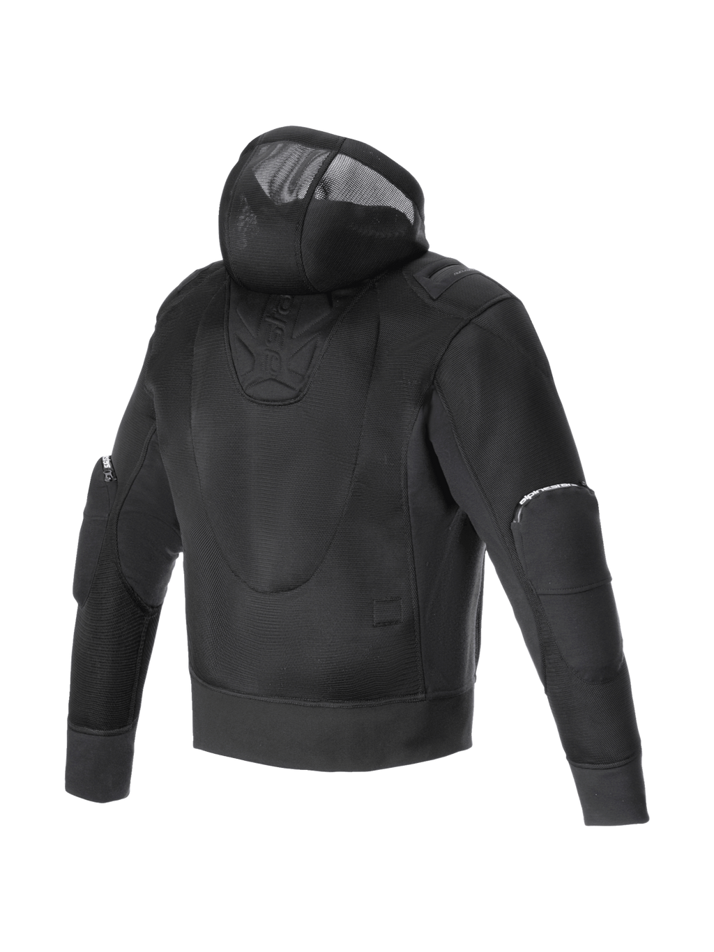 Alpinestars Felpa con cappuccio Moflow Air Tech, giacca da moto urban da uomo, nero, telaio in mesh ad alta densità ventilato, vista posteriore