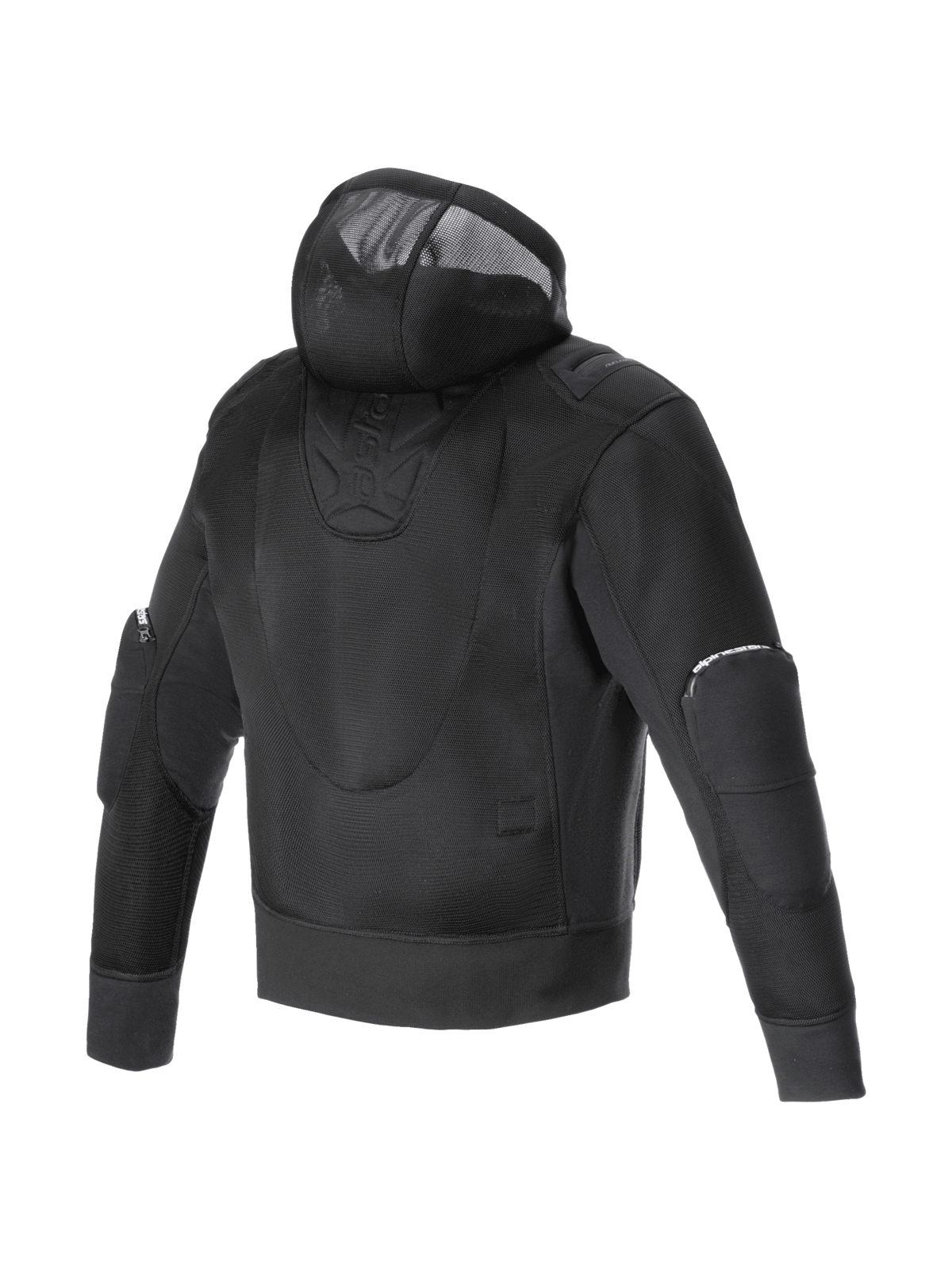 Alpinestars Felpa con cappuccio Moflow Air Tech, giacca da moto urban da uomo, nero, telaio in mesh ad alta densità ventilato, vista posteriore