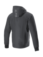 Alpinestars felpa con cappuccio Radium Tech, giacca da moto urban uomo, nero, vista posteriore con logo sul cappuccio.