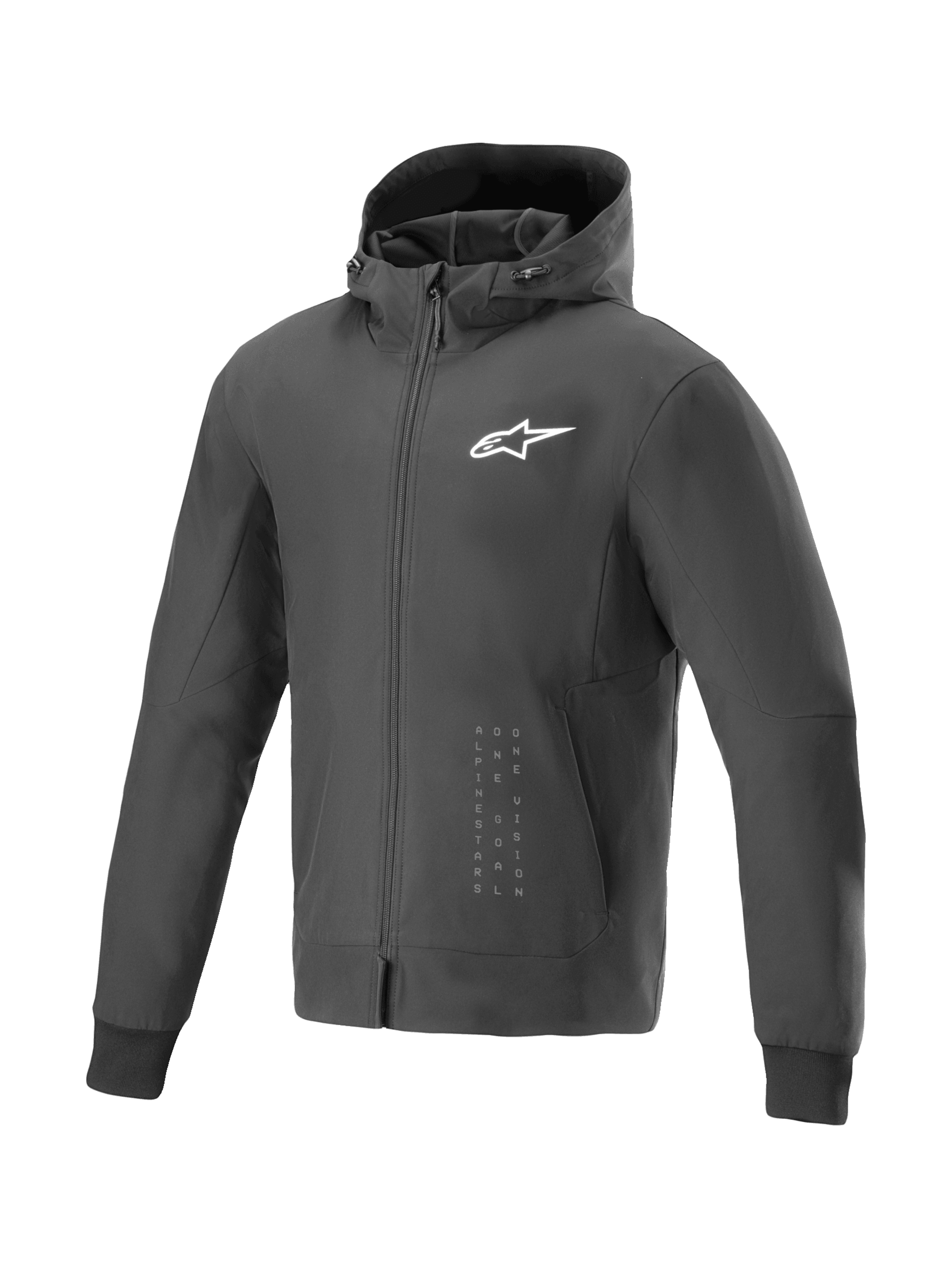 Alpinestars felpa con cappuccio Radium Tech, giacca moto urban da uomo, nera e bianca, in tessuto 3L antivento Tech-Air Ready.