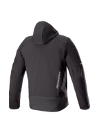 Alpinestars Felpa Neo Impermeabile, giacca da moto urban da uomo, nera, softshell impermeabile, vista posteriore con logo