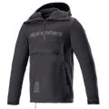 Alpinestars Sherpa Hoodie, giacca anorak da moto Black Reflex, mezza zip con logo sul petto, ampia tasca anteriore con zip, tessuto tecnico softshell, design urbano sportivo