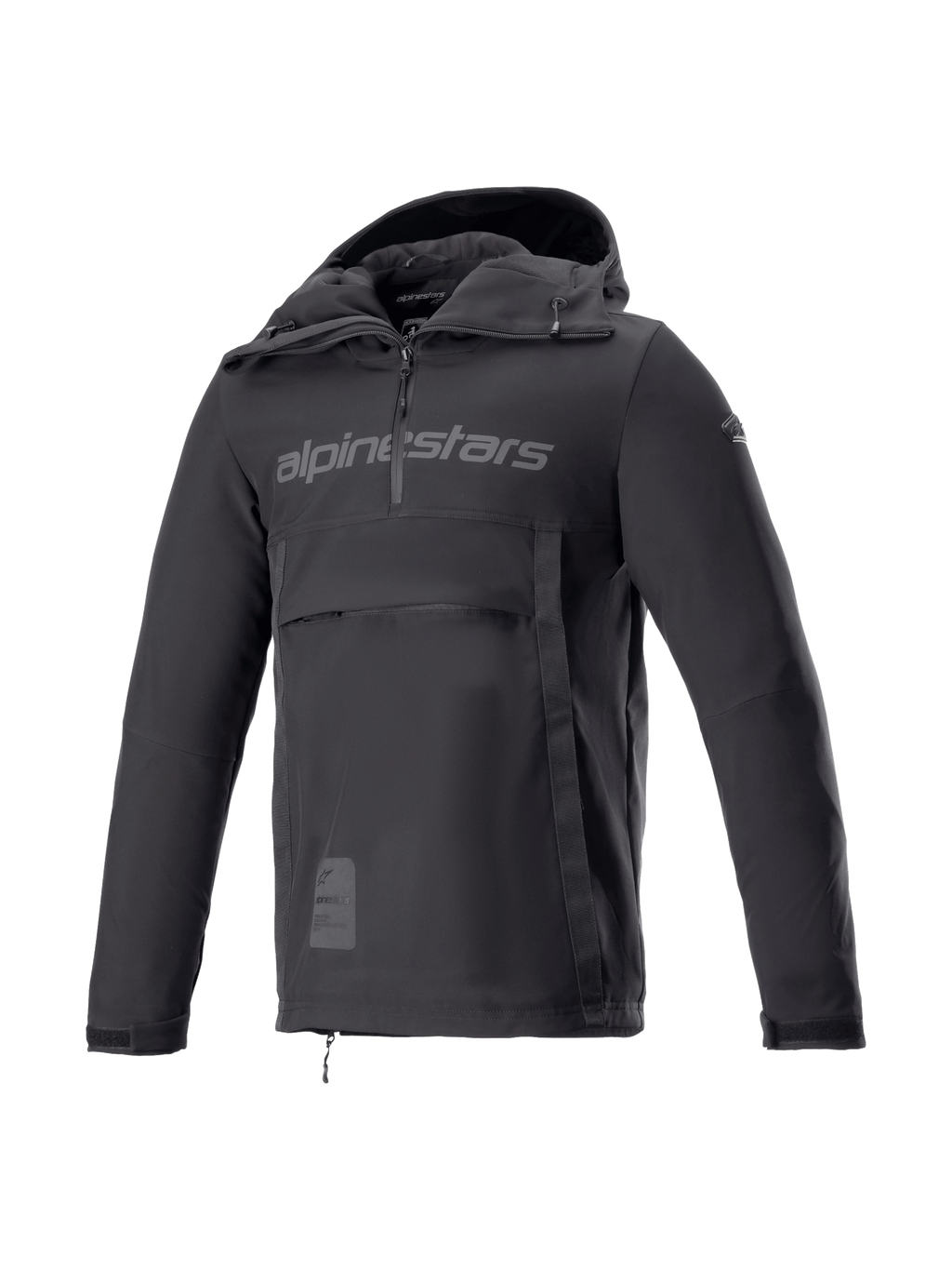 Alpinestars giacca con cappuccio Sherpa, giacca da moto urban anorak per uomo, nera, softshell antivento, Tech-Air Ready con protezioni Nucleon Flex Plus.